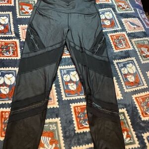 Black Mesh Panel Leggings